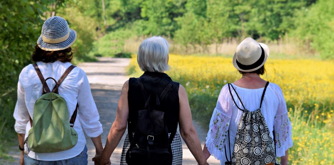 Three women walking on a pathway with the backs to the camera - Tisser Law Group Property Tax Planning